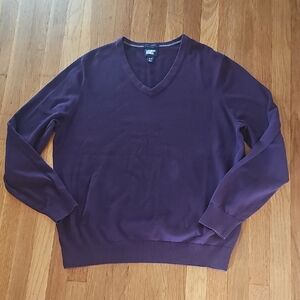 Lands End Purple V-Neck Supina Cotton Sweater Men's Size XL